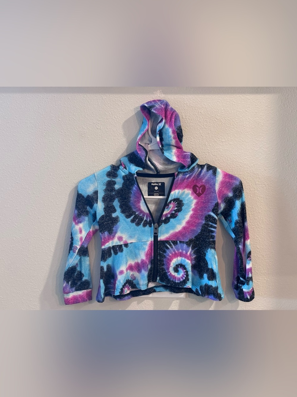 Hurley Girls 2T Tie-Dye Soft Zip Hoodie in Blue, Purple & Black